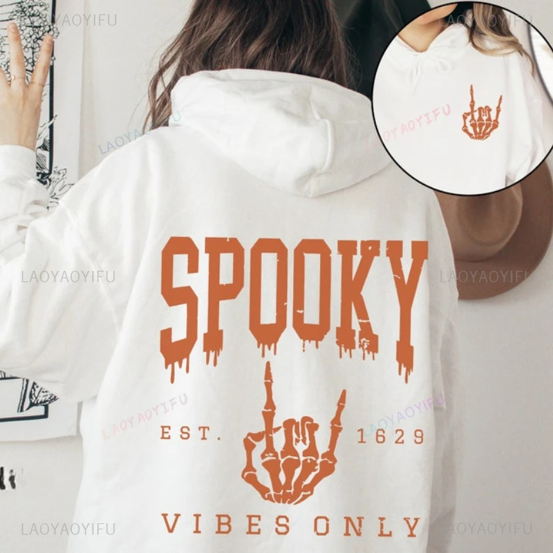 

Spooky Vibes Halloween Sweatshirt Mam Women Halloween Hoodie Harajuku Fashion Vintage Spooky Graphic Sweatshirt Autumn Hoodies