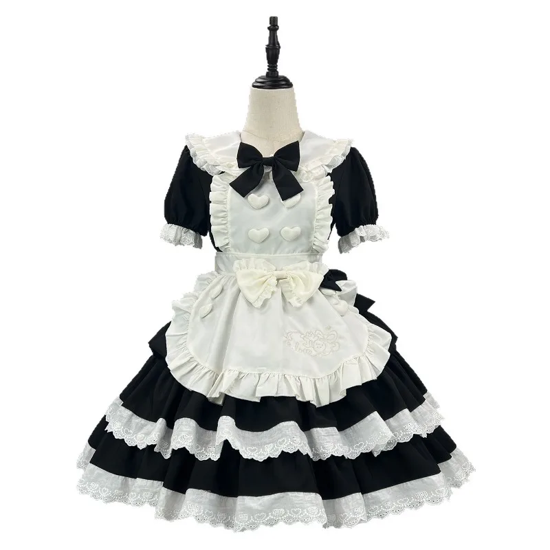 

Summer New Noble Sweet Spicy Girls Black Powder Maid Outfit Lolita Cute Sweet Girl Soft Girl Princess Dress Birthday Gifts