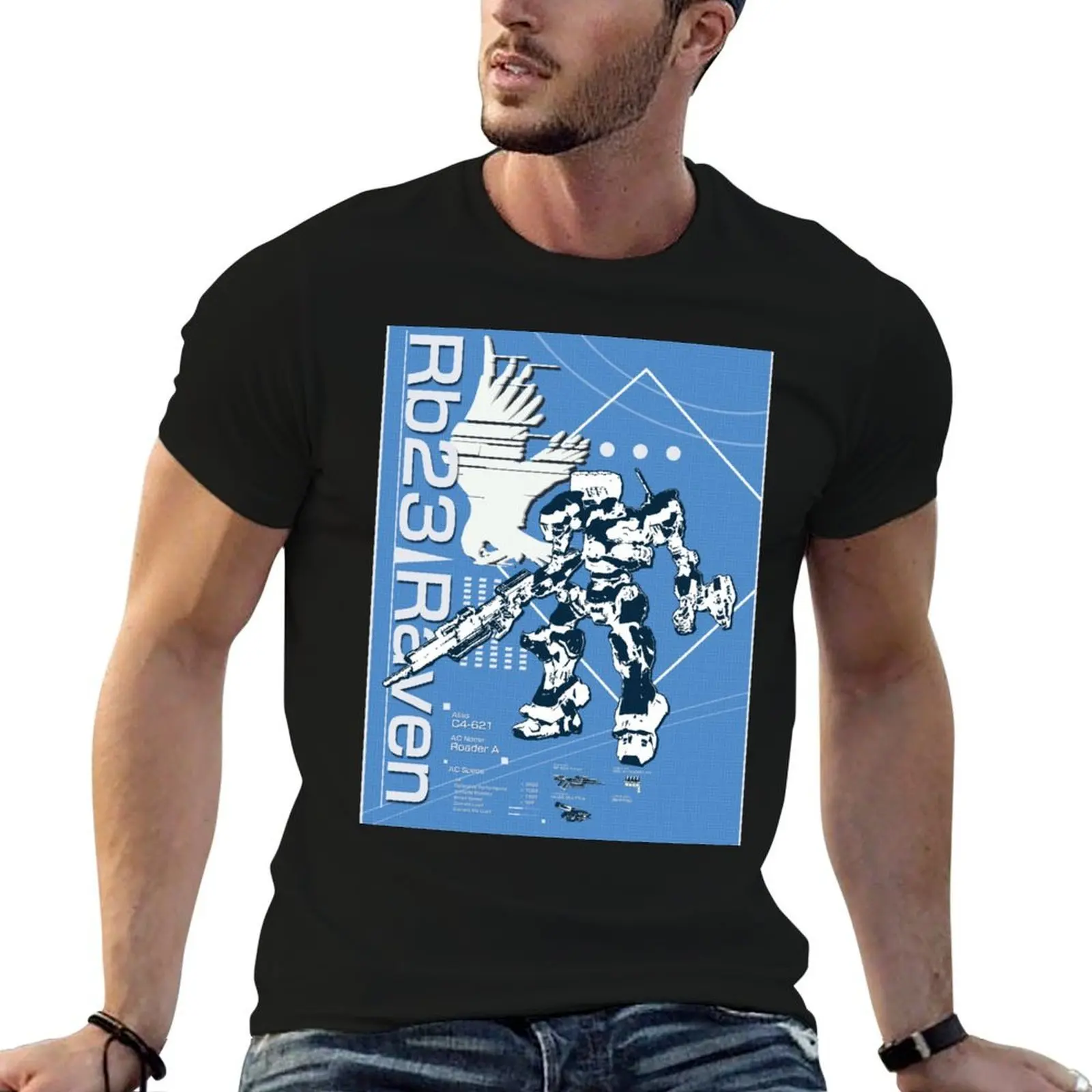 

Armored Core Rb23 Raven Blueprint T-Shirt t shirt man luxury t shirts for man cotton funny T-Shirt