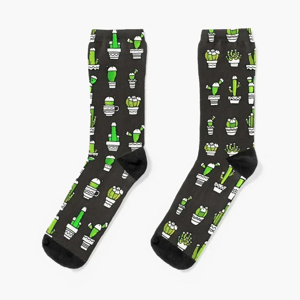 COCK PLANTS CACTUS GREEN WATERCOLOR GRAY Socks sports and leisure fashionable Socks For Girls Men's