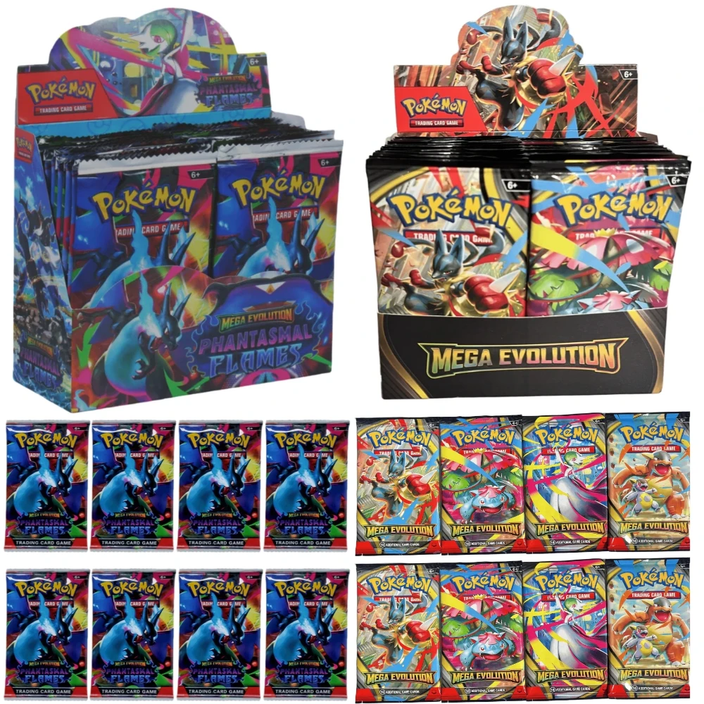 English Pokemon 40-360PCS Card MEGA EVOLUTION Phantasmal Flames English Booster Battle Card Trading Game Card Kids Gift Toy