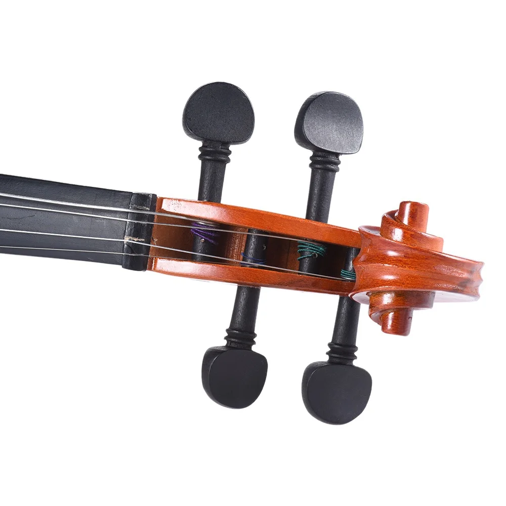 1/8 1/4 1/2 3/4 4/4 Size Violin Tuning Pegs Ebony Wood Tuning Pegs With Endpin Fiddle Strings Geared Curved Pegbox Tuner SET