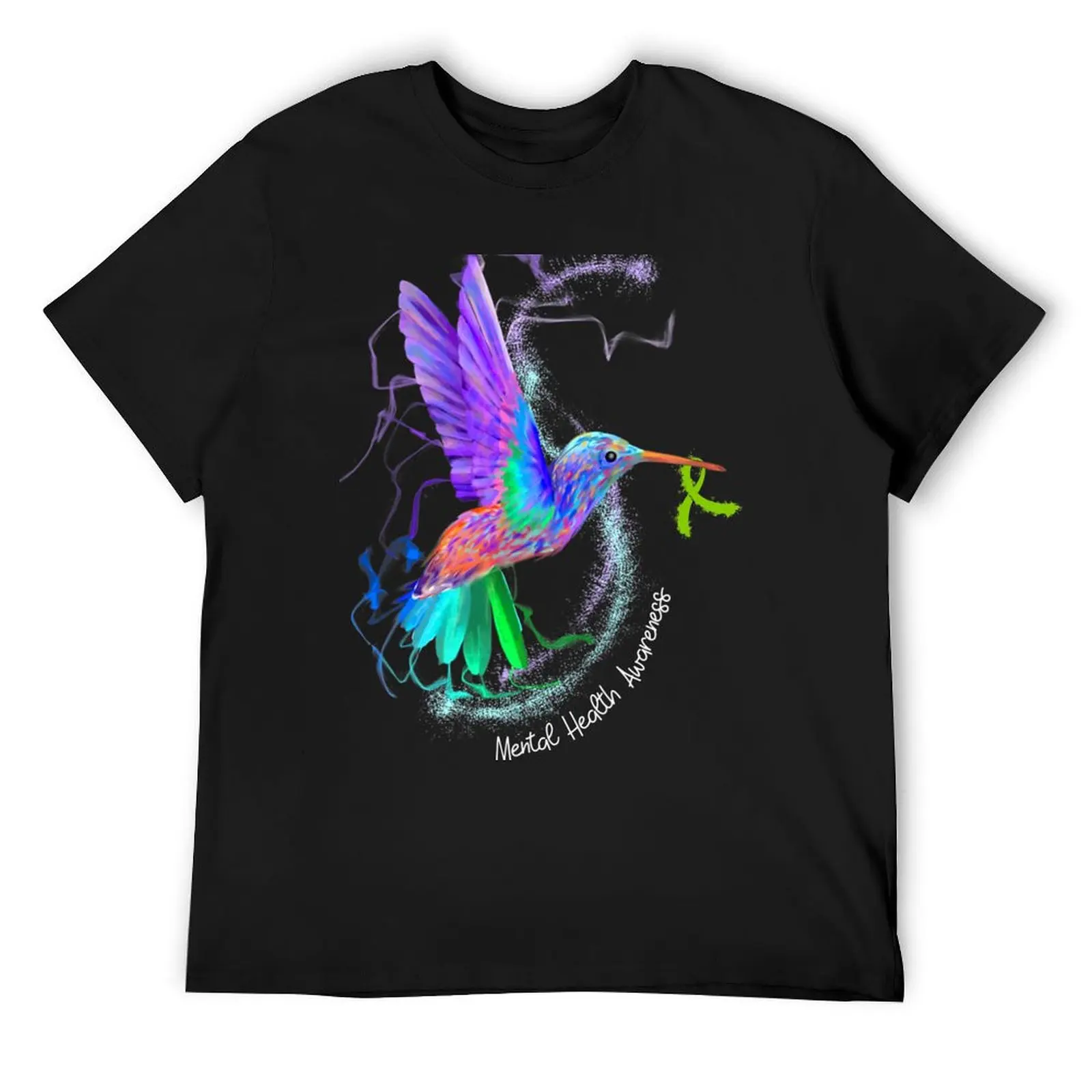 

Hummingbird Mental Health Awareness Ribbon T-Shirt sublime Clothing vintage clothes fashion shirts plus size men clothing