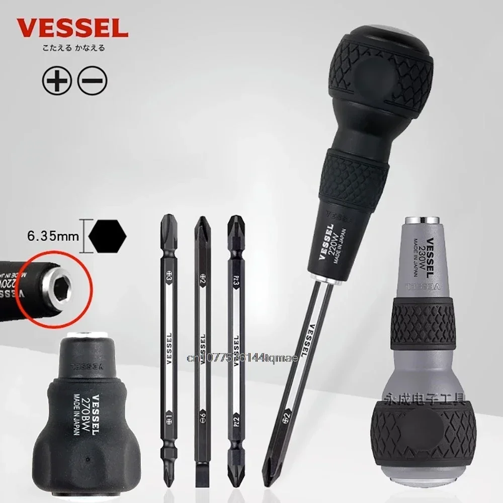 Vessel Ball Grip Bit-replaceable Tang-Thru Screwdriver