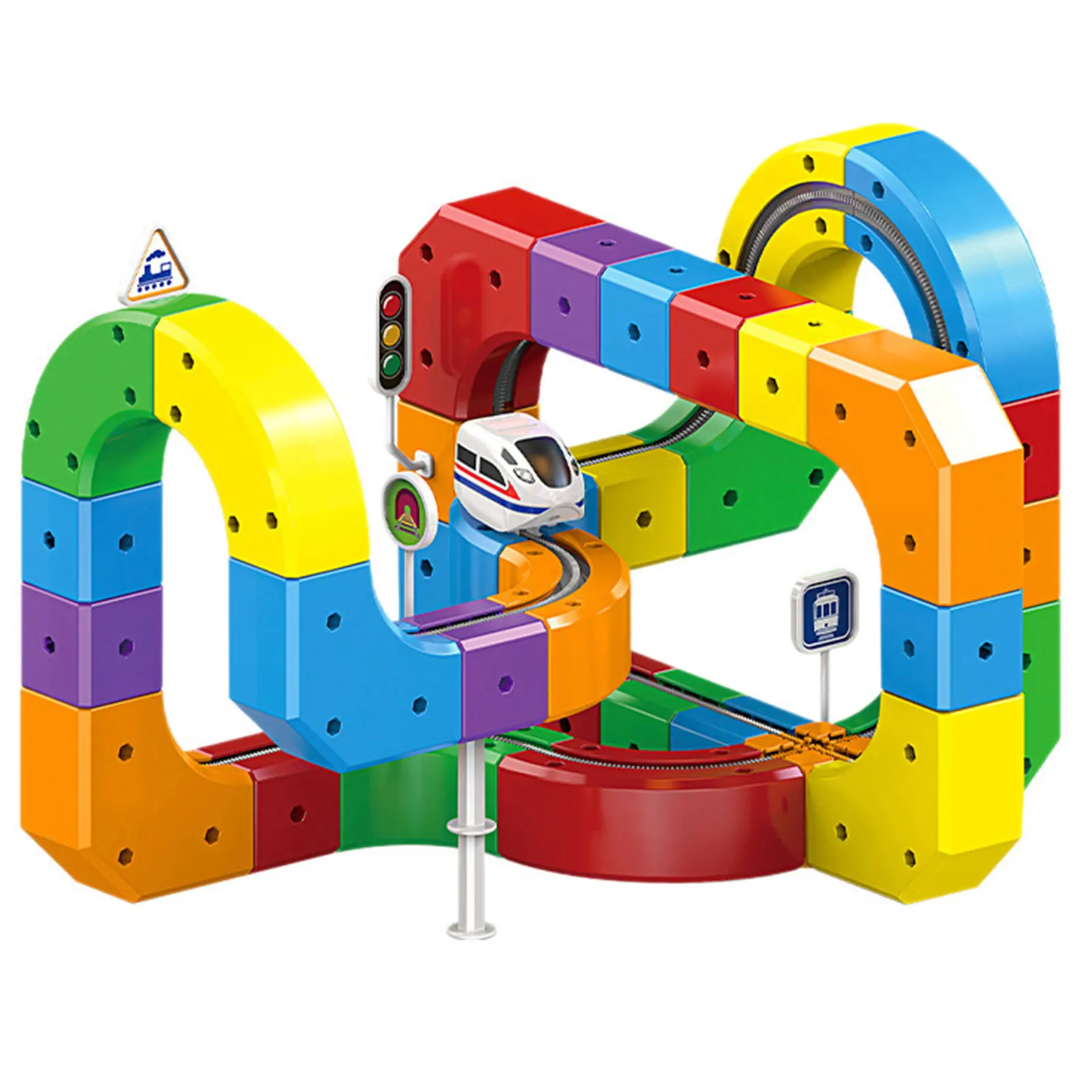 القطارات سباق السكك الحديدية لعب مجموعة ألعاب القطارات القابلة لإعادة الشحن ثلاثية الأبعاد كليب صالح اللبنات نظام وحدات الجذعية لعبة تعليمية الحاضر