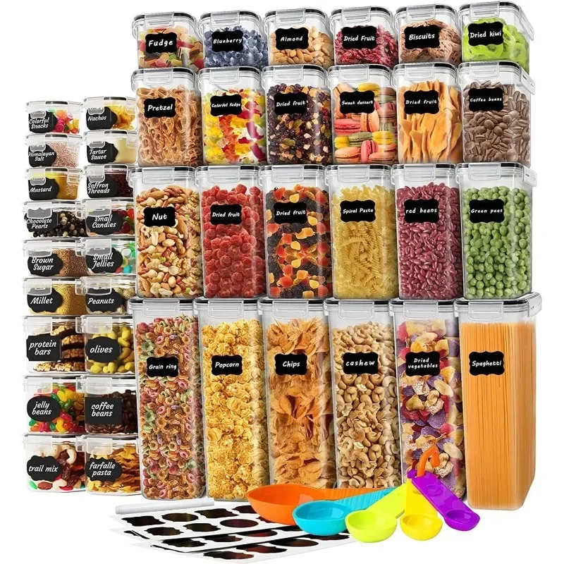 42 Pack Airtight Food Storage Containers with Lids, Plastic Kitchen and Organization Canisters for Cereal, Flour and