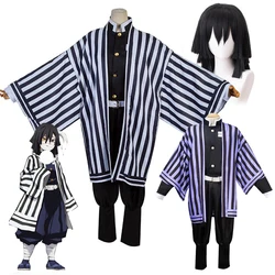 Anime Demon Slayer Cosplay Kimetsu No Yaiba Iguro Obanai przebranie na karnawał mundurek Kimono peruka impreza z okazji Halloween strój dla mężczyzn kobiet