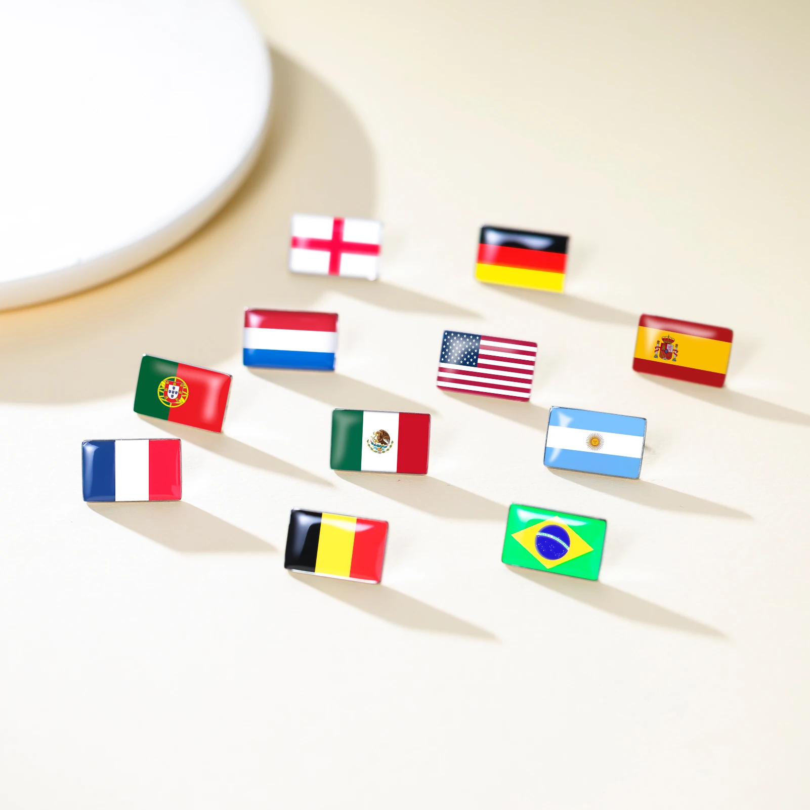 Edelstahl-Rechteck-Flaggenbrosche für Damen und Herren, Argentinien, Brasilien, Deutschland, Frankreich, Spanien, USA, Abzeichen-Pin-Accessoires – Detail 8