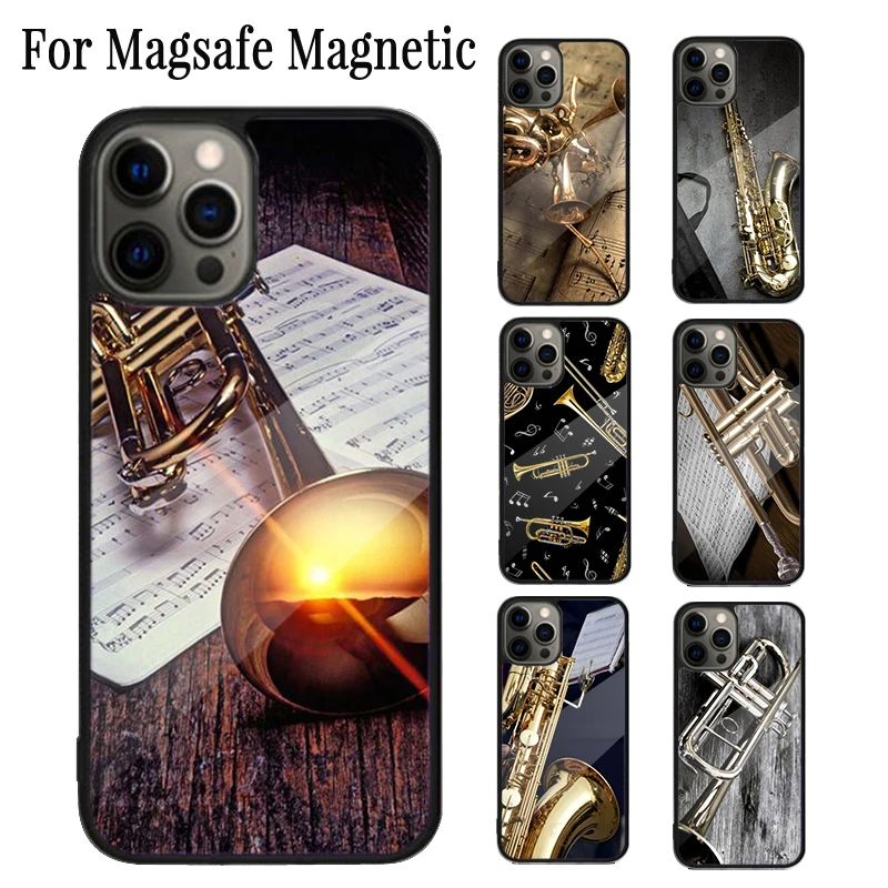 Piccolo Trumpet Brass Instruments Magnetic Phone Case For iPhone 16 15 14 Plus 13 12 11 Pro Max Magsafe Wireless Charging Cover