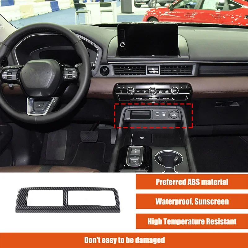 

For Honda Pilot 2023-2024 ABS Carbon Fiber Style Car Center Control Cigarette Lighter Panel Frame Interior Accessories