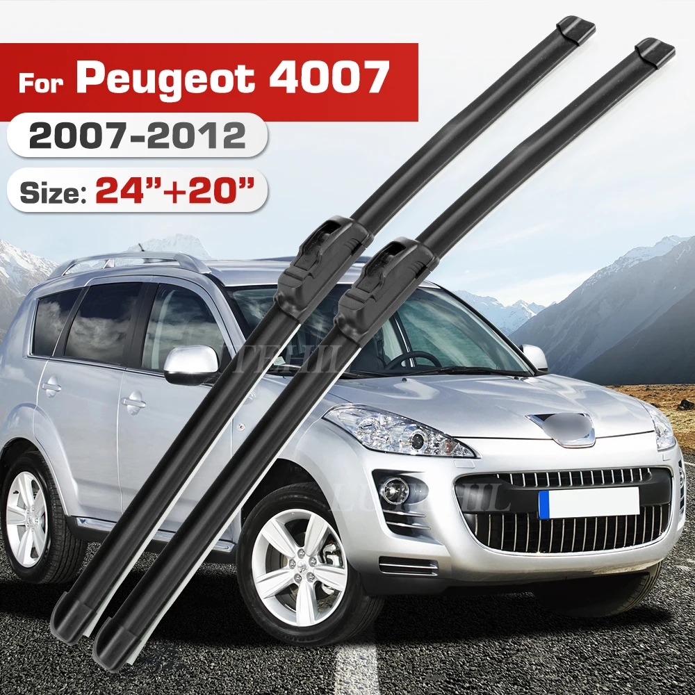 Wischer Für Peugeot 4007 2007-2012 2008 2009 2010 2011 Front Klingen Windschutzscheibe Windschutz Fenster Pinsel 24 "+ 20"