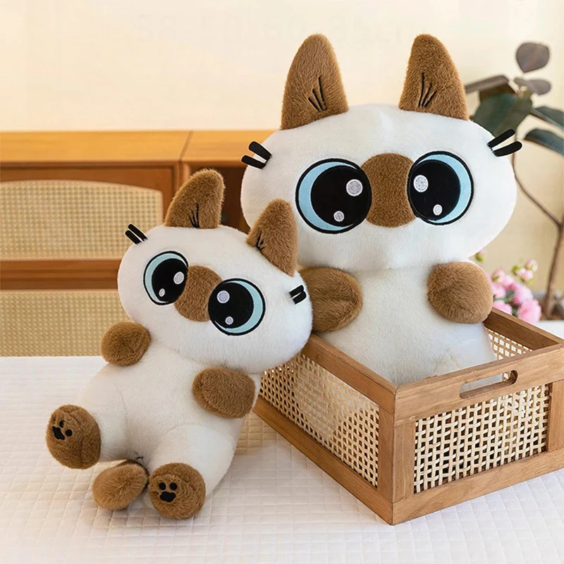 

55cm Siamese Cat Plush Toy Stuffed Animal Cute Soft Pillow for Kids Birthday Xmas Gift Soft Cuddly Animal Plushie for Children