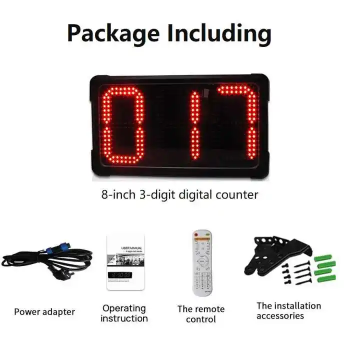 Jam Sistem Penghitung Program LED Besar 8 Inci Maks 999 Angka Penghitung Mundur dan Maju untuk Taman Hiburan Luar Ruangan Penghitung Arus Orang