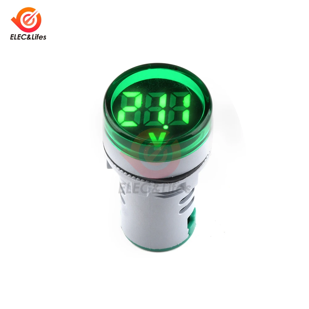 DIY Mini Digital Voltmeter 22mm Round DC 6-100V Volt Voltage Tester Meter Monitor Power LED Indicator Pilot Lamp Light Display