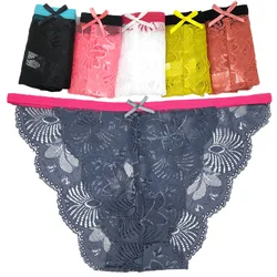 Panties Woman Sexy Lace Underwear Breathable Briefs Transparent Knickers Girls Underpants 6 Pcs/set