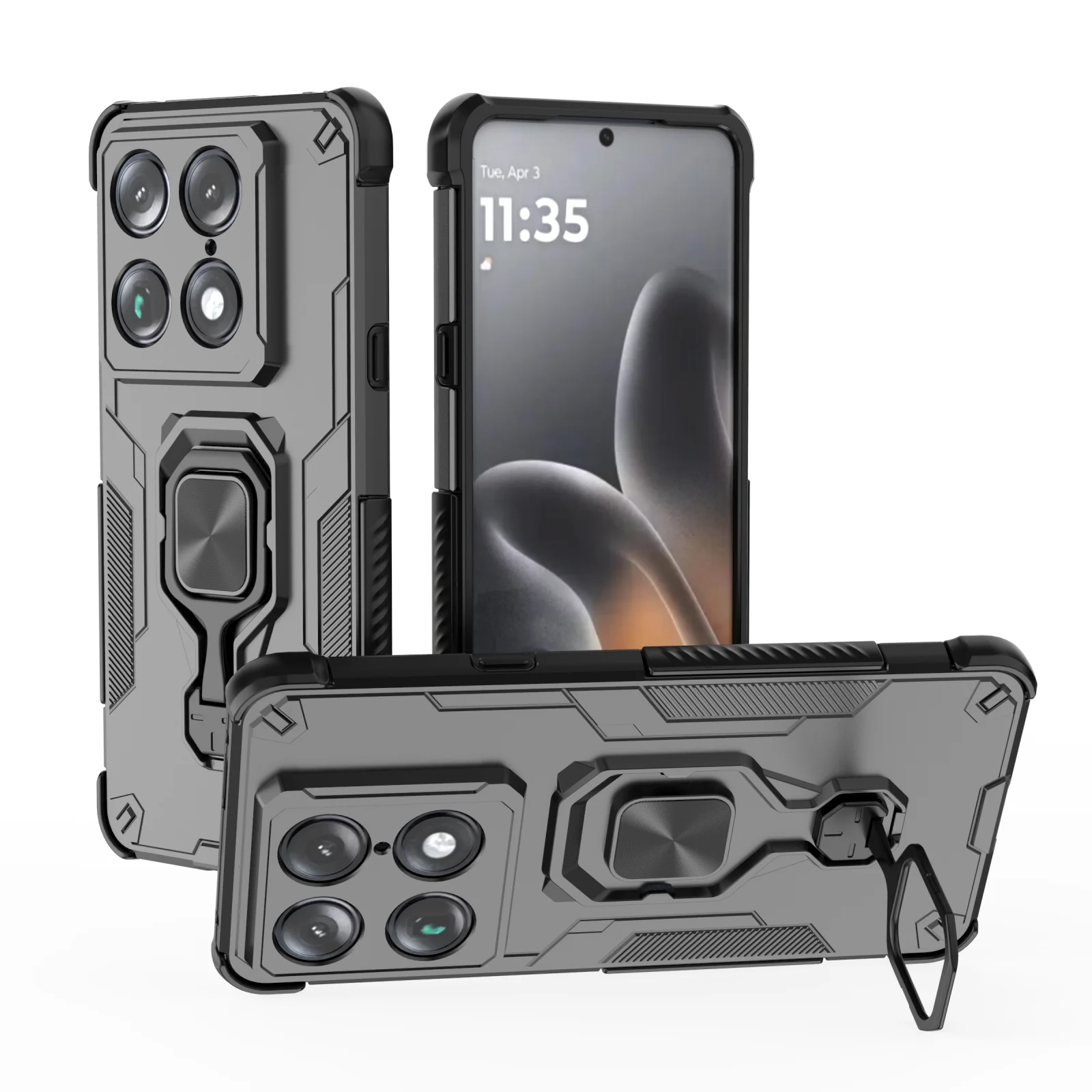 Coque de téléphone antichoc magnétique avec support anneau métallique et protection caméra pour Motorola Signature 5G