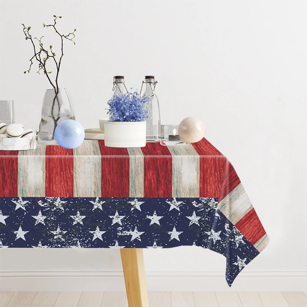 Tovaglia Independence Day 4 luglio copritavolo bandiera americana Patriotic Star rettangolo forniture per feste decorazioni per la tavola