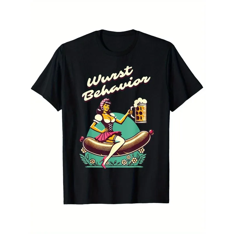 

Funny Oktoberfest Shirt Wurst Behavior Beer Girl Sausage Graphic Tee German Festival Costume Gift For Men Women Party