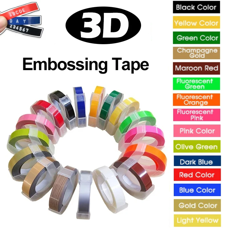 

1 упаковка, 9 мм пластиковая лента для тиснения этикеток, разные цвета на выбор — совместимы с устройством производителей этикеток Dymo 3D 1610, 12965 и Motex E101/E20