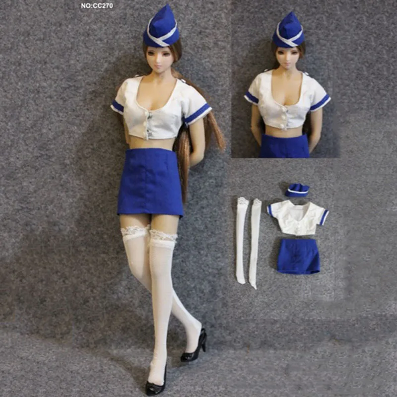 

DOLLSFIGURE Gothic CC270 1/6 Scale Female Flight Attendant Uniform Set Air Hostes Clothes Suit for 12 inches Solider Body