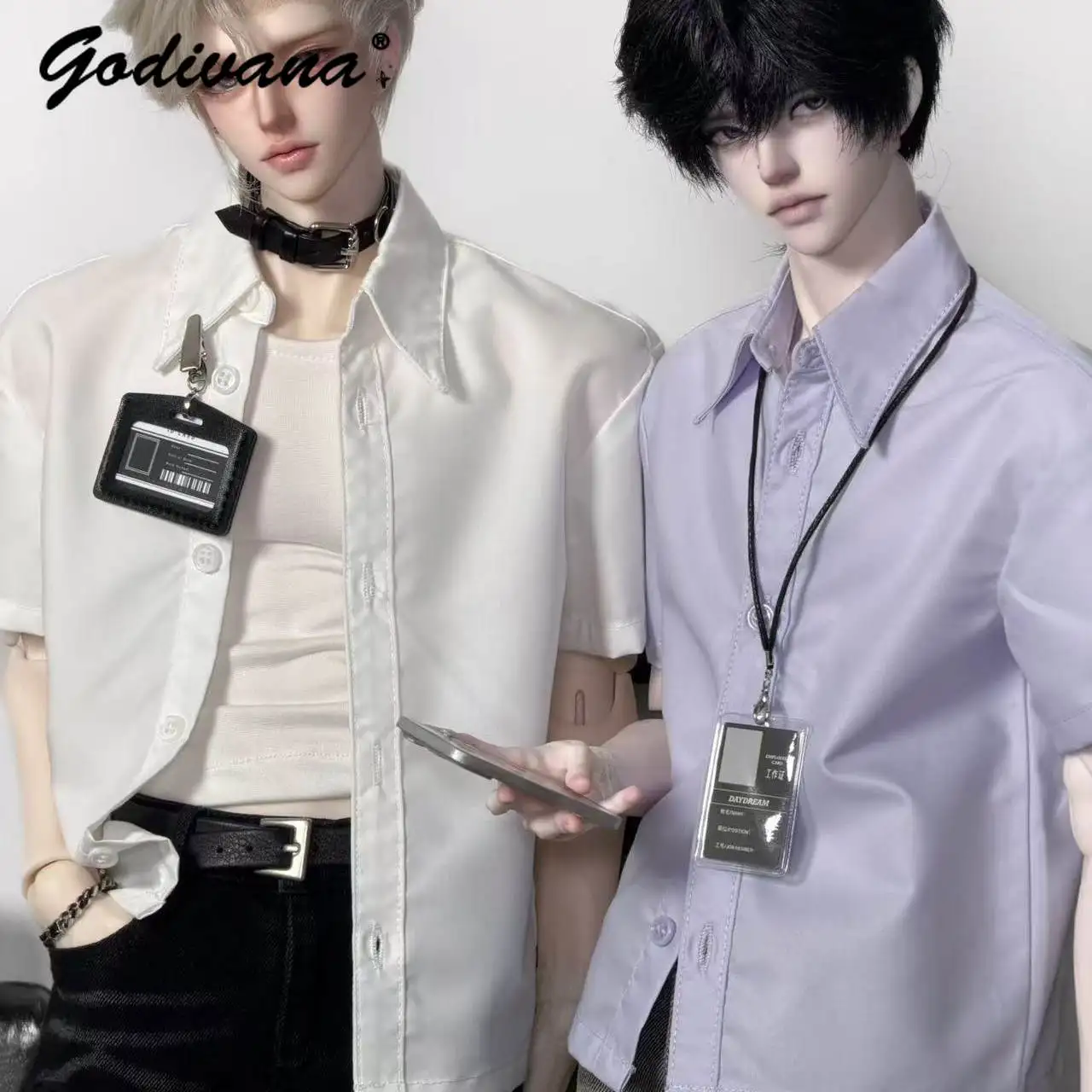 75/77cm BJD Doll Shirt Office Style Short Sleeve Lapel Button Casual Doll Top Clothes for BJD Boy Doll Outfit Accessories