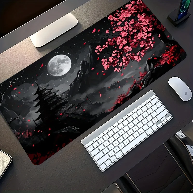 

Large-sized Esports Gaming Mouse Pad, Featuring a Traditional Chinese-style Red Cherry Blossom, Ancient Architecture