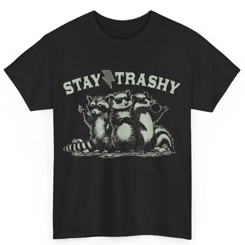 Possum Raccoon Skunk Stay Trashy Meme Animal Lover Cotton T Shirt