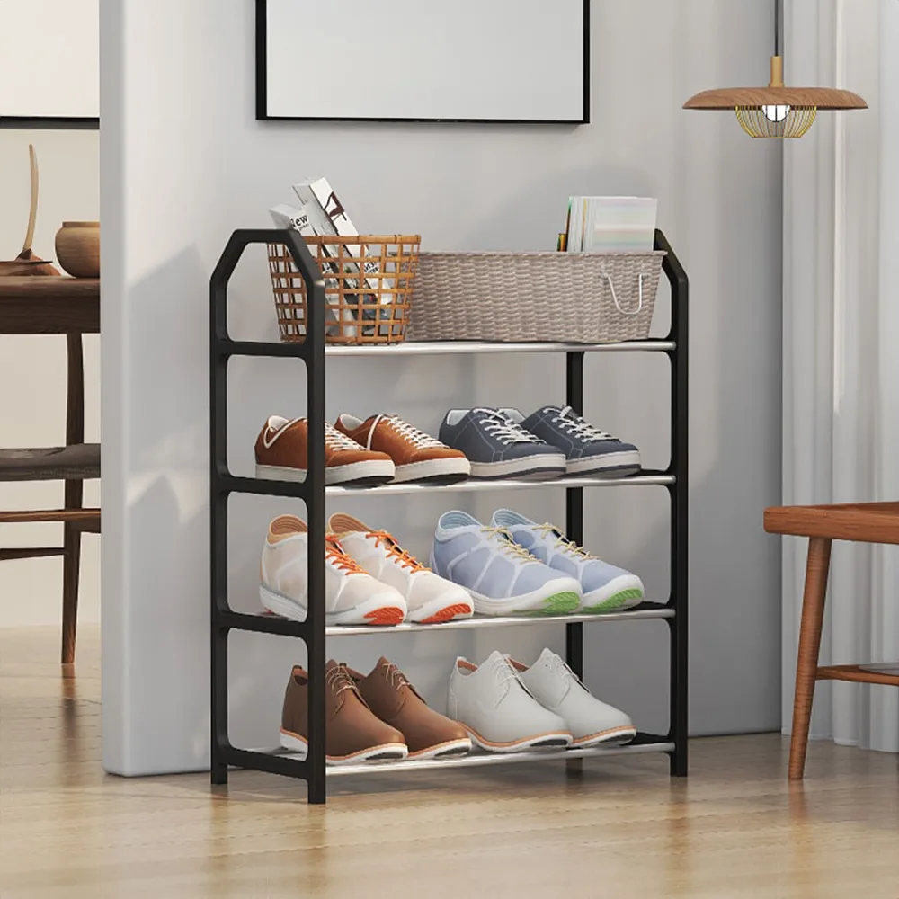 Accessories Space Saving Simple Shoe Rack 4 Tiers Easy Installation Shoe Shelf Removable Shoe Cabinet Living Room view 2