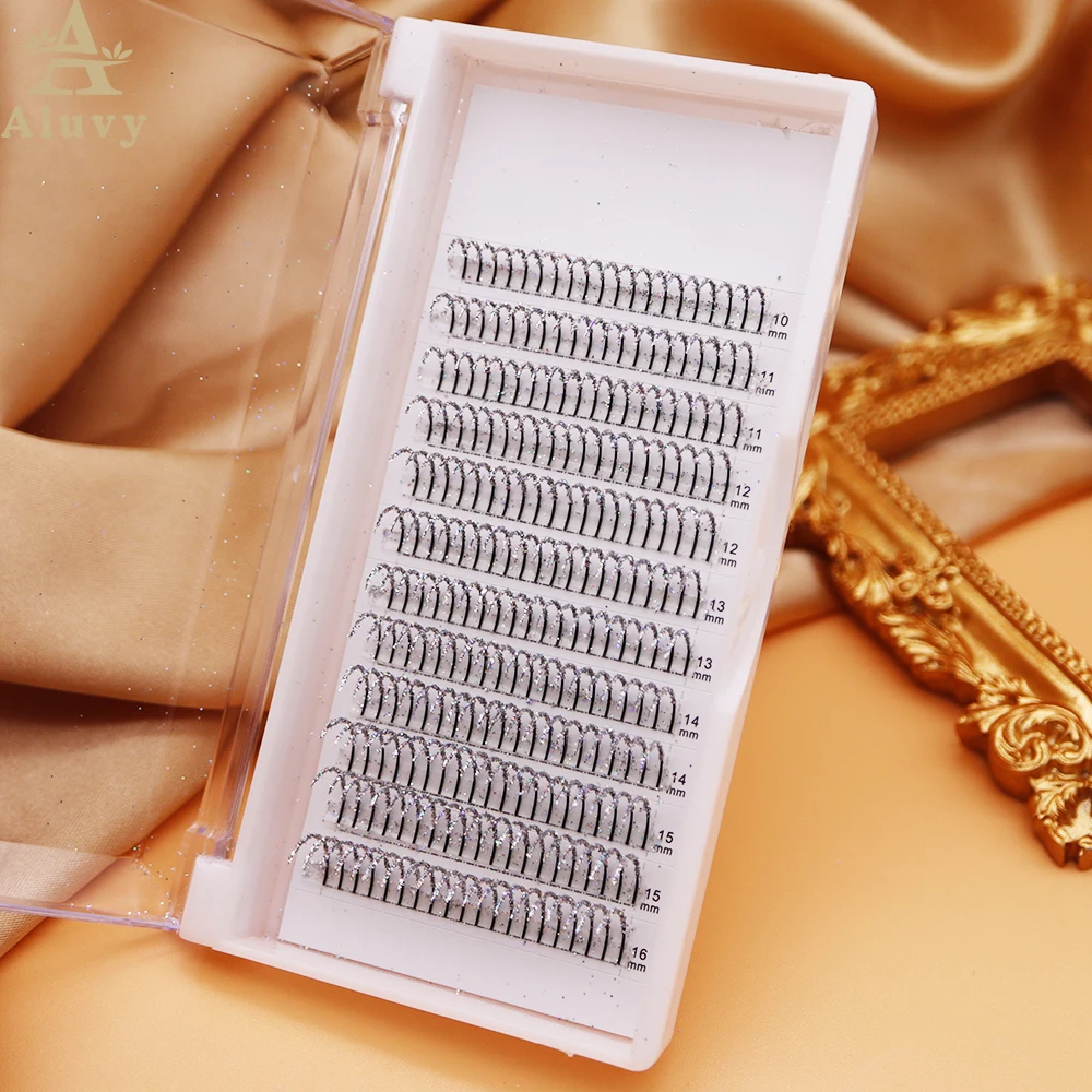 Sliver Golden Glitter Eyelash Extension Handmade Shinning สีขนตาปลอมคอสเพลย์ขนตาปุยสําหรับแต่งหน้าความงาม