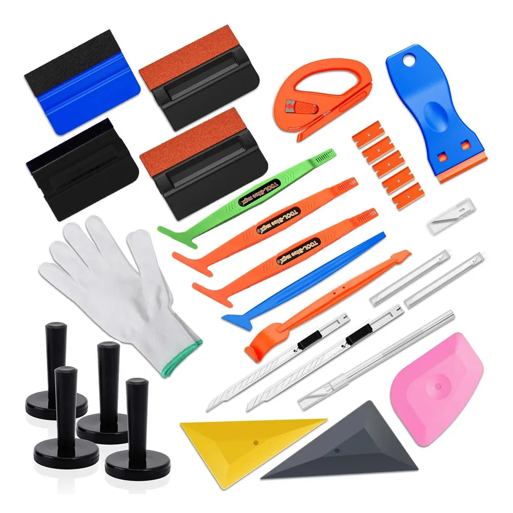 26-Piece Car Film Application Tools Kit Auto Windscreen Window Tinting Trimming Sealing Edge Scraper Set