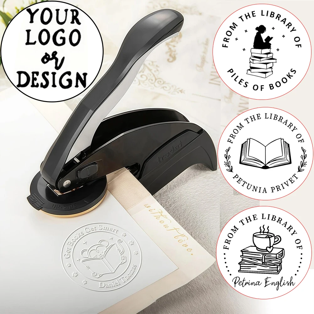 

Custom Logo Embossing Stamp Wedding Personalized Library Book Embosser with Name Logo Design Embossing Stamp Company Wedding DIY