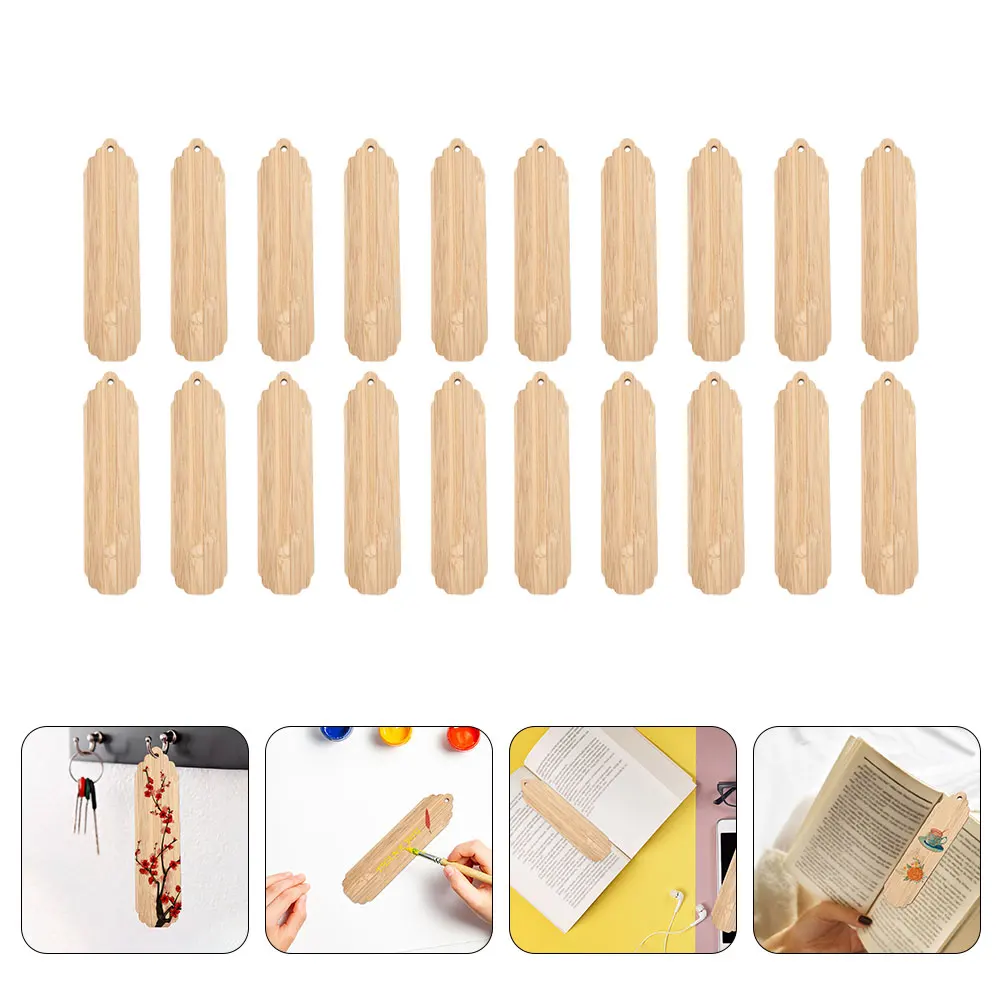 

20 Pcs Crafts Bookmark DIY Materials Tabs Marks Wood Bookmarks for Books Creative