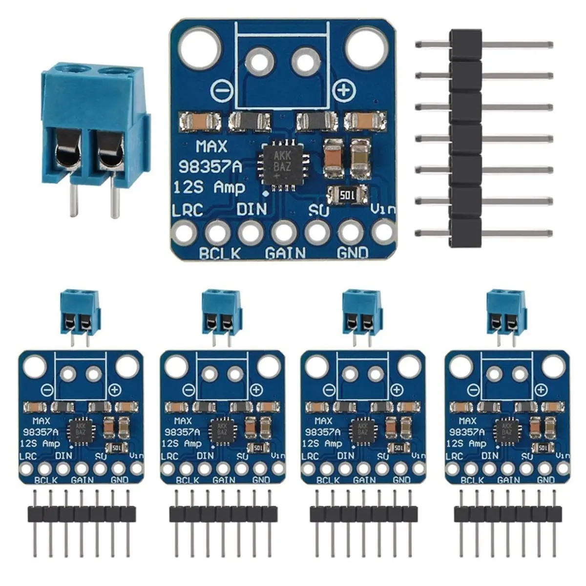 DT75BG 5PCS MAX98357A I2S 3W Class D Amplifier Breakout Interface I2S Decoder for Audio Projects