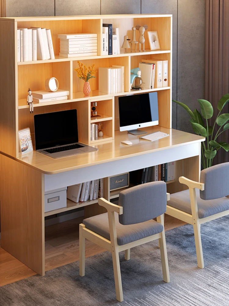 Bookshelf Integrated Computer Desk Desktop Home Bedroom Student Study Double Writing Desk Simple Office Table