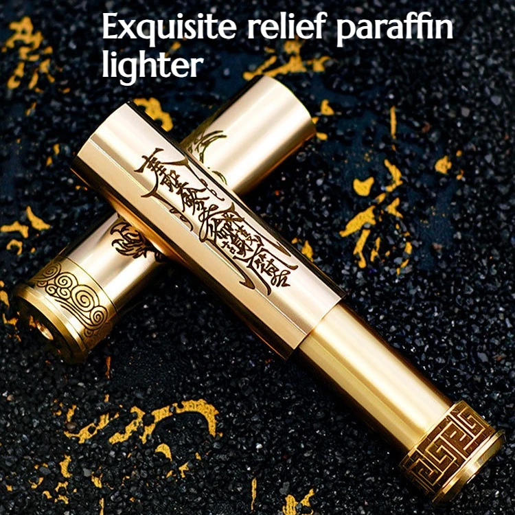 

Creative Exquisite Relief-style Windproof Lighter Sand Wheel Ignition Retro Large Oil Tank Lighter Cigarette Accessories