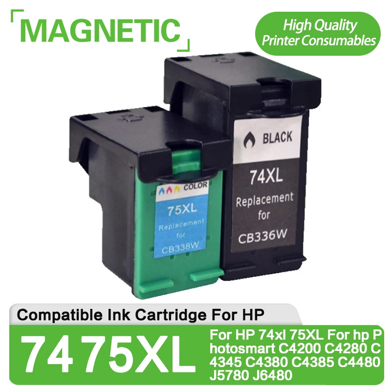 74 75 XL Compatible Replacement Ink Cartridge For HP 74xl 75XL For hp Photosmart C4200 C4280 C4345 C4380 C4385 C4480 J5780 J6480