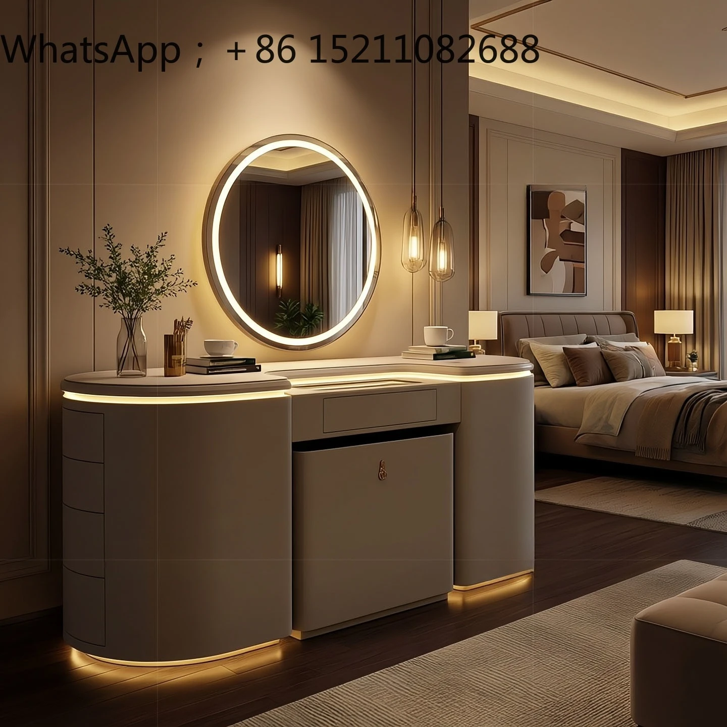 SCY light luxury smart dresser modern villa high-end bedroom automatic lifting integrated dresser with mirror