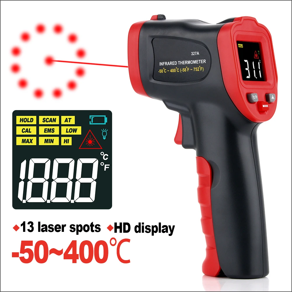 RZ Infrared Thermometer Non-Contact Temperature Meter Gun 0-600C Handheld Digital Industrial Outdoor Laser Pyrometer Thermometer