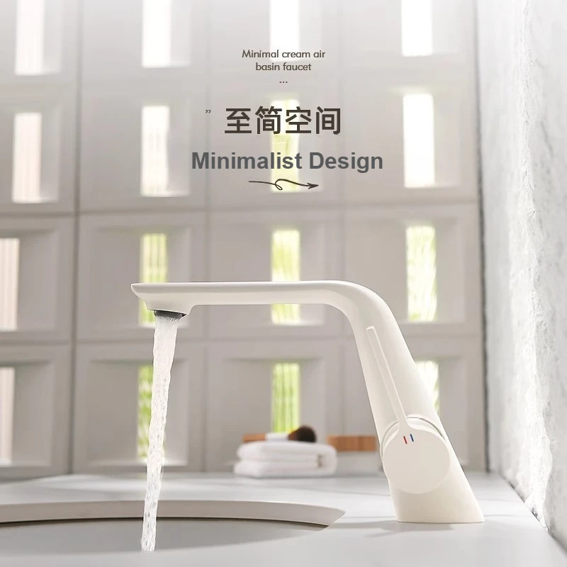 Matte White Brass Body Basin Faucet Gunmetal Gray Hot Cold Anti-Splash for Bathroom Vanity Sink Washbasin Home Use