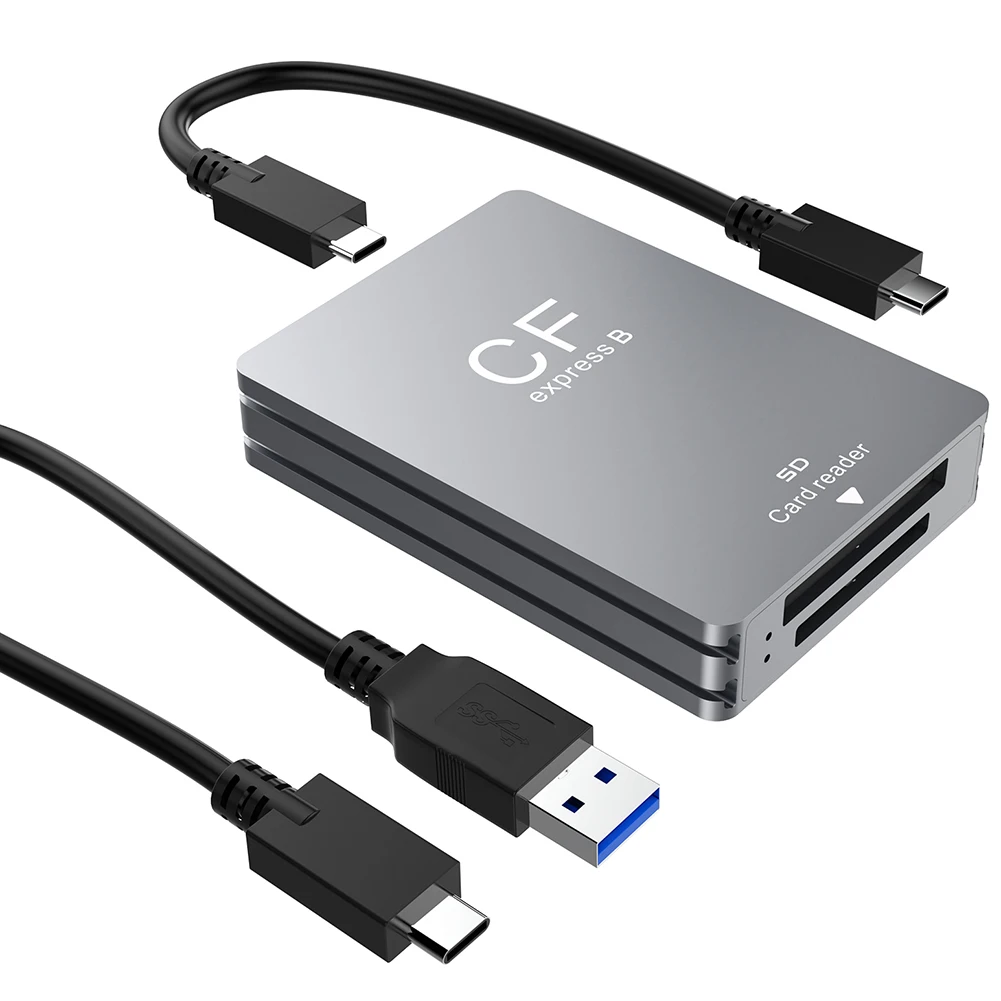 Lettore di schede CFexpress tipo B e SD 2 in 1 Adattatore per lettore CFexpress USB 3.2 10 Gbps Supporto doppio slot Android/Windows/OS per SLR
