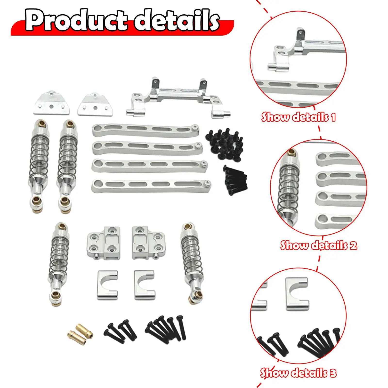 1/12 RC Car Spare Parts Kit Repair Part Replacement Metal Front Rear Shock Absorber for MN82 MN82S Model Truck DIY Parts RC Car