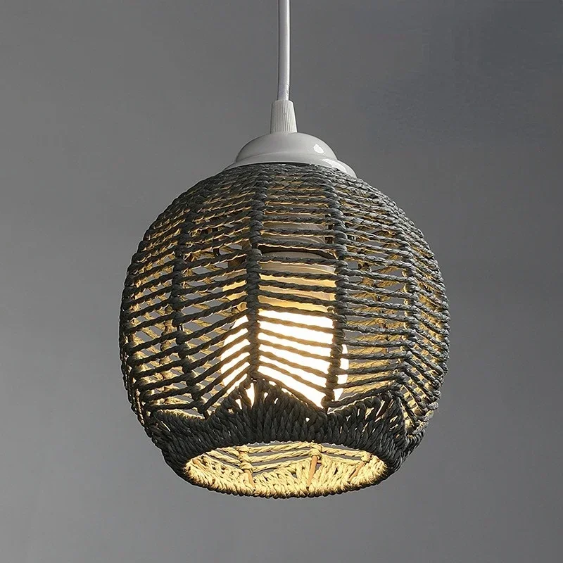 Lamp Shade Light Cover Pendant Woven Rattan Ceiling Chandelier Lampshade Shades Hanging For Indoor Kitchen Cafe Restaurant