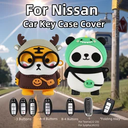 For Nissan Tiida Qashqai J11 J10 Micra Kicks Altima X-Trail Fuga Navara Leaf Note Sentra Tiger Panda Key Case Cover Protect Fob