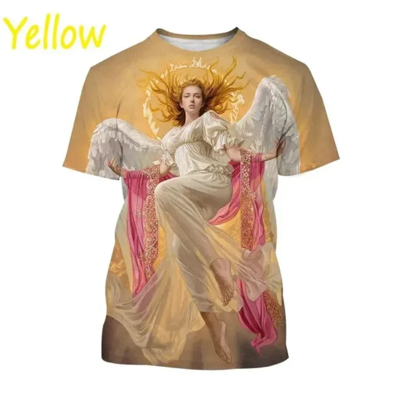 Fashion Women Clothing New Angel 3D Print T-shirt Personalized Beautiful Sacred Graphic T Shirt Harajuku Street Unisex Tops Tees