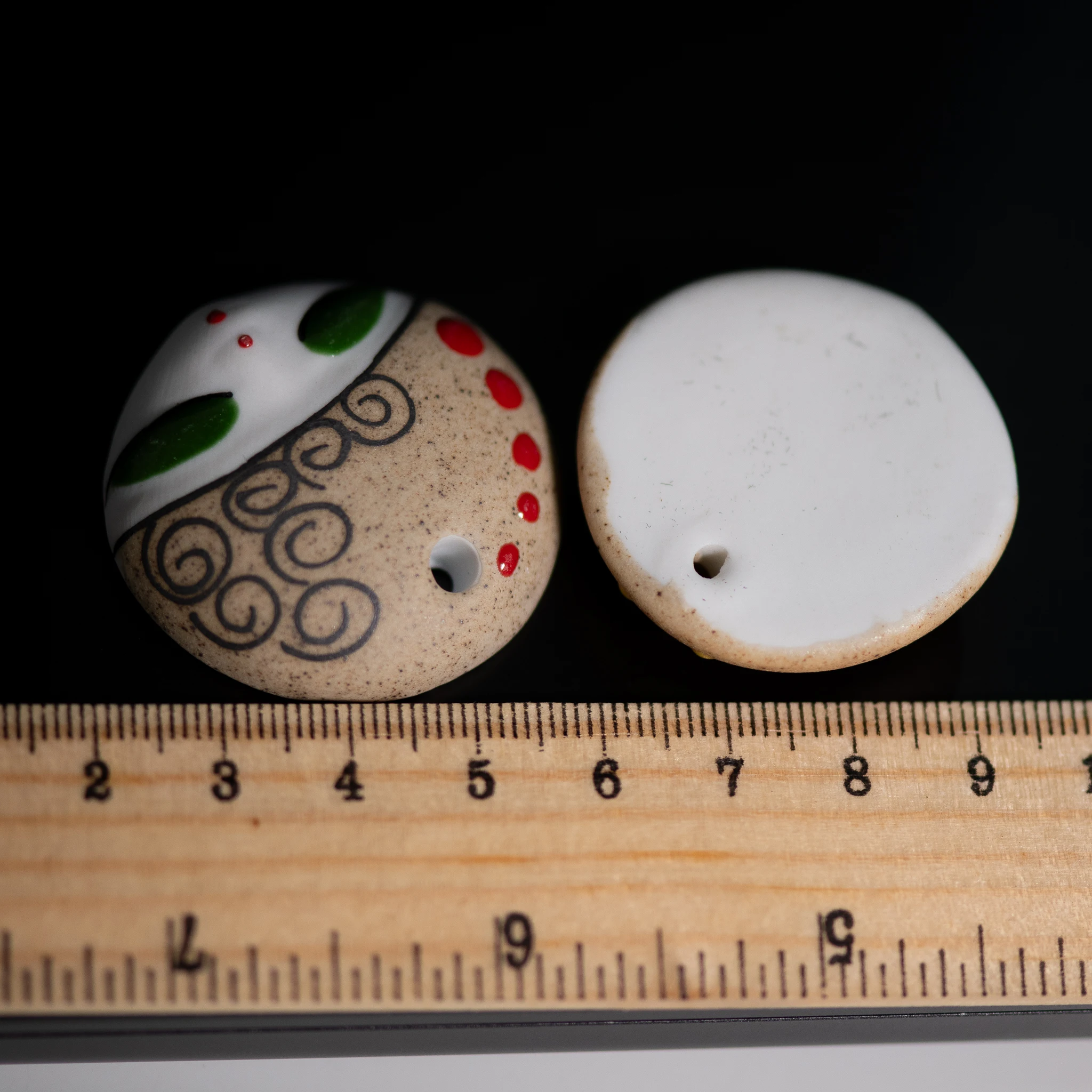 Handmade Vintage Peking Opera Face Pendant Ceramic Jewelry Accessory 36mm with Large Hole