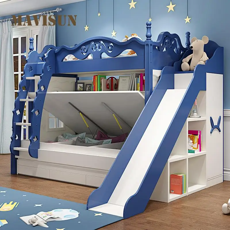 European-Style High And Low Bed Bunk Bed Bunk Wooden Bed Bunk Children Bunk Up And Down Multi-Functional Combination Solid Wood