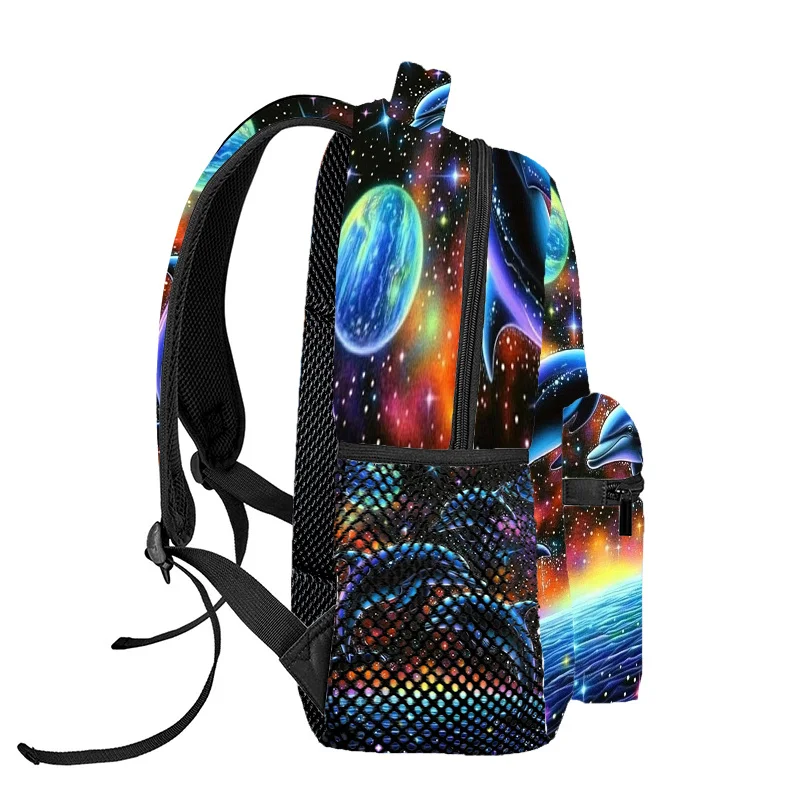 Starry Moon Jumping Dolphin Outdoor Sports Backpack, Travel Backpack, Adjustable Comfort Shoulder Strap Sports Backpack