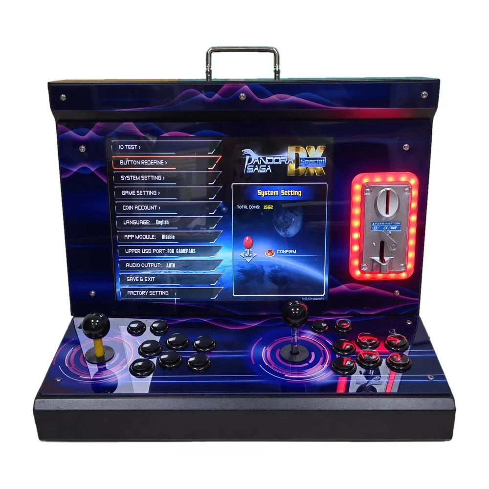 2023 New Pandora Coin Operated Games Machine 11,000 Games 15 inches 720P HD Screen Mini Arcade 3D Box 1-4 Players Video Console