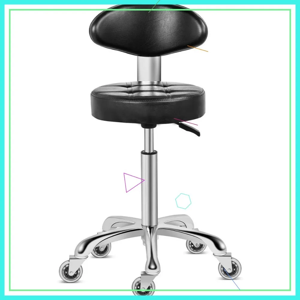 Adjustable Height Swivel Stool Chair with Back Rest, Heavy Duty Rolling Metal Stool for Kitchen Salon Bar Office