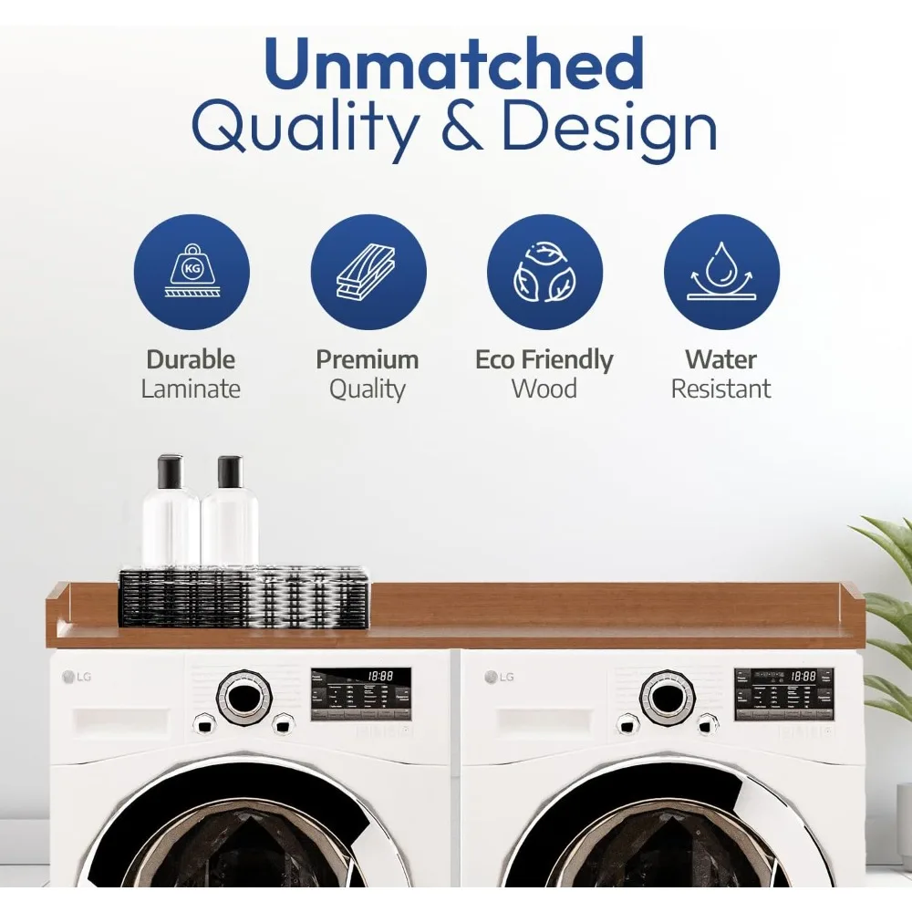 عرض ساخن! سطح طاولة مجفف الغسالة، وسادات مضادة للانزلاق، سهلة التنظيف، أساسيات غرفة الغسيل والديكور، سطح خشبي لمجفف الغسالة، 27.5 بوصة × 54 بوصة #4